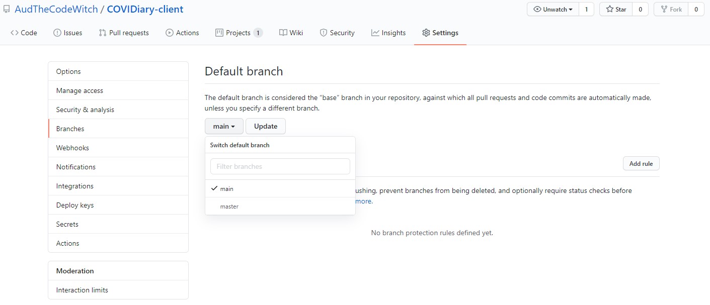 How to set your default GitHub branch